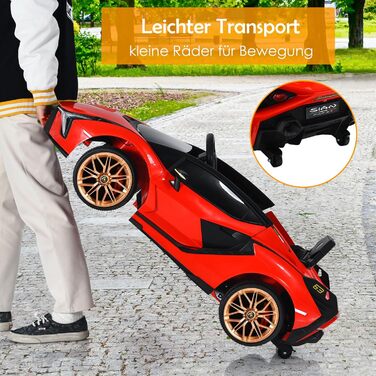 Дитячий електромобіль GOPLUS Lamborghini з пультом, Bluetooth, USB, музика, для дітей 3-8 років, білий/червоний
