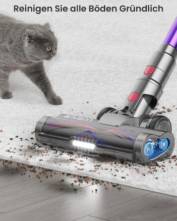 Бездротовий пилосос Anyson 45000Pa потужністю 550W з акумулятором 70Min, об'єм 1.6L, LED дисплей, антизаплутана щітка, для твердих поверхонь, килимів, шерсті тварин