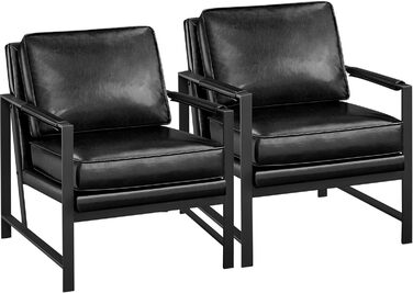 Крісло-реклайнер Yaheetech Retro з металевим каркасом та штучною шкірою (2 шт., чорний)