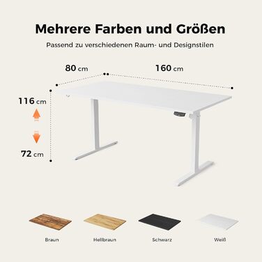 Регульований стіл Agilestic 160 x 80 см, електричний з пам'яттю, ергономічний, для комп'ютера, білий