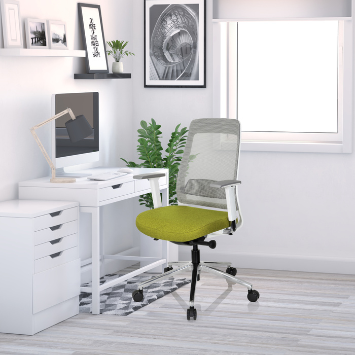 Офісне крісло / поворотне крісло CHIARO T2 WHITE сітка / тканина сіра / зелена hjh OFFICE