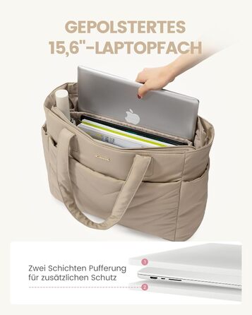 Сумка для ноутбука LOVEVOOK 15.6 дюймів, жіноча, велика, для роботи, навчання, універсальна (Хакі)