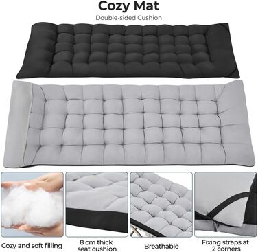 Розкладне кемпінгове ліжко Yaheetech з матрацом та сумкою для перенесення, 191 x 67 см, сіро-чорне, витримує до 150 кг