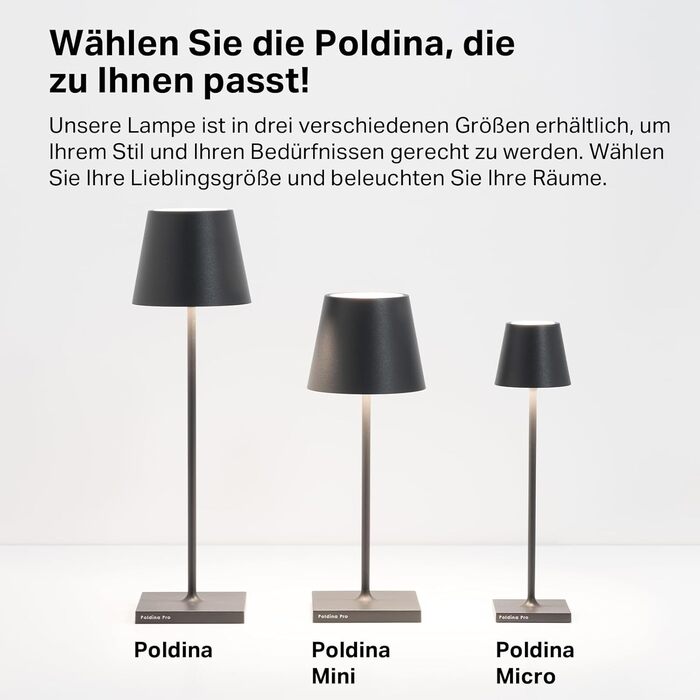 Zafferano Poldina Pro Mini - Бездротова LED-лампа для дому та вулиці, біла, з регулюванням яскравості, 30 см