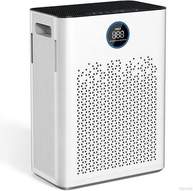 Повітряочисник з керуванням через додаток, HEPA фільтр H14, фільтр з активованим вугіллям, розумний дім, сумісний з Alexa, для великих приміщень (KJ3-7, 2x HEPA фільтри)