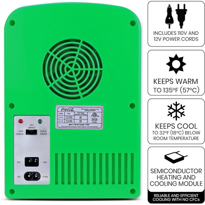 Міні-холодильник Coca Cola Sprite 4L для спальні, 6 банок: продукти, напої, діти, дім, авто, подорожі, 12V, переносний, зелений