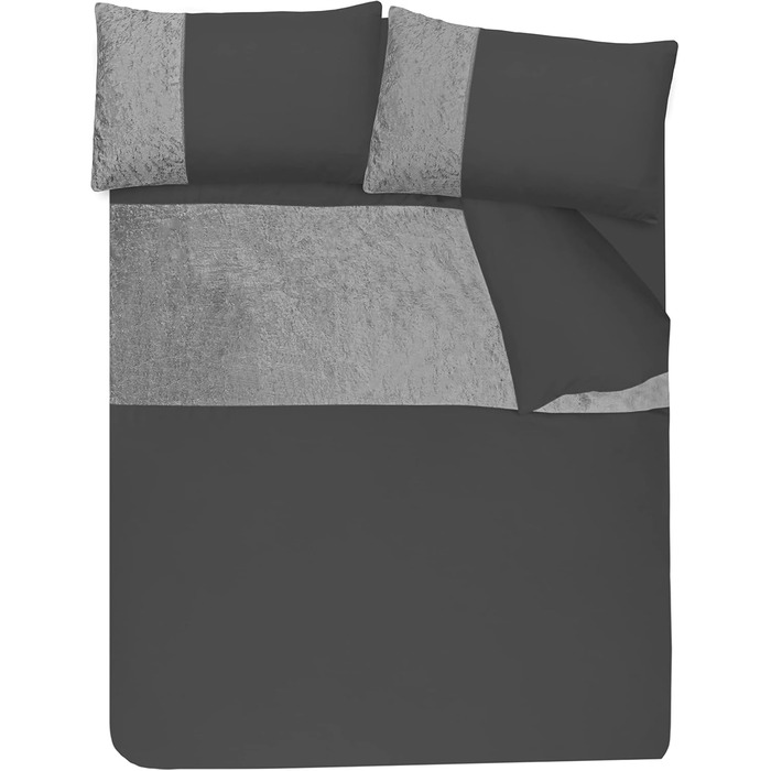 Комплект постільної білизни Sleepdown Velvet Super King, Антрацит, 260x230 см з наволочками