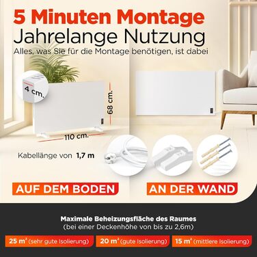 Інфранічна електрична панель TermoPlaza WiFi 270 Вт (до 7 м²) з термостатом | Інфрачервоний нагрівач для дому та ванної кімнати | WiFi, енергозбереження