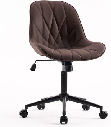 Офісний стілець YOUTASTE з візерунком листя, ергономічний, регульований по висоті, з функцією гойдання, без підлокітників, шкіряний, для дому та офісу (колір: коричневий)