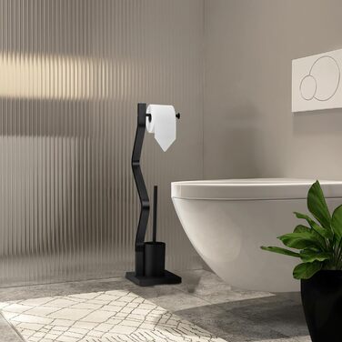 Туалетний набір Relaxdays, вертикальний тримач для туалетного паперу, йоржик для унітазу з тримачем для йоржика, HWD 75x18.5x18.5 см, чорний