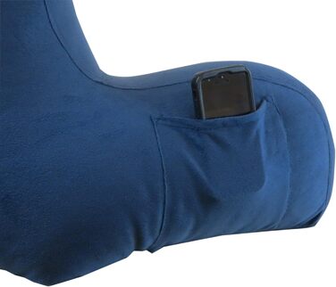 Підставка для ліжка Klear Vu Velours з подушкою для підтримки спини, з кишенею та ручкою, Коко Браун (Темно-синій)