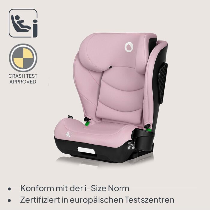 Автокрісло Lionelo NEAL I-Size, група 2/3, 100-150 см, 3-12 років, ISOFIX, регульована підголовник, бічні захисти, підлокітники, стандарт R129