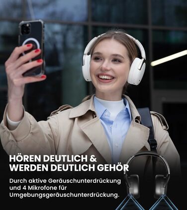 Навушники Edifier WH950NB Hybrid ANC, LDAC, Hi-Res, EQ App, 55H, Складні, Bluetooth V5.3, Білий