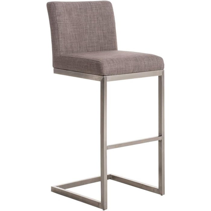 Барний стілець Paros з нержавіючої сталі, оббивка з тканини, з підлокітником та ергономічною підніжкою, сірий
