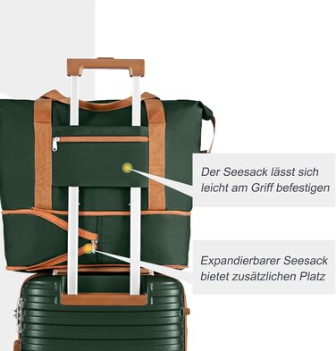 Набір валіз Joyway 6-ти частинний, з жорстким корпусом, beauty case, косметична сумка, 4 колеса, TSA-замок, для подорожей, коричневий/зелений