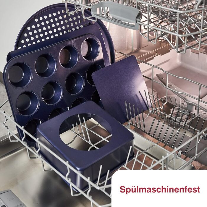 Форма для випічки Zyliss E980194 Springform, з антипригарним покриттям, з вуглецевої сталі, темно-синього кольору, з плоскою основою, 25 см