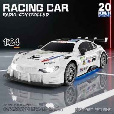 RC Дрифт-кар 1:24, 4WD, 2.4GHz, чорний, 2 батареї, LED, швидкість 20 км/год