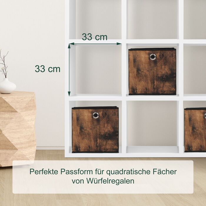 Набір з 6 тканинних контейнерів для зберігання з імітацією дерева Relaxdays