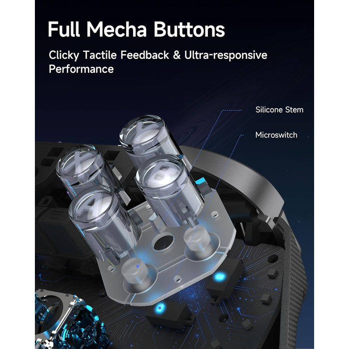 EasySMX D10 Контролер для ПК з зарядною станцією, бездротовий контролер з TMR джойстиком та 2-в-1 тригером, 1000Hz Polling контролер з RGB підсвічуванням для ПК/Switch/Android – Чорний