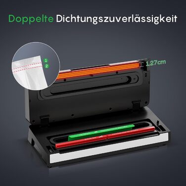 Вакууматор FRESKO Automax V2, автоматичний вакуумний пакувальник 140W з подвійним термозапечатуванням, режимами «Сухий/Вологий» та набором для консервації (чорний)