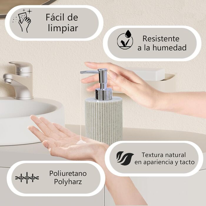 Набір для ванної кімнати 6-частинний: дозатор для мила, стакан для зубної пасти з підносом та коробочка для ватних паличок – смугастий дизайн, високоякісна смола. В комплекті: бежевий 4-частинний набір