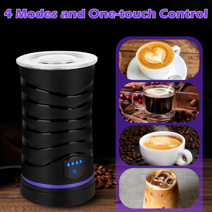 Електричний піноутворювач молока 4-в-1, для гарячого та холодного молока, автоматичне вимкнення