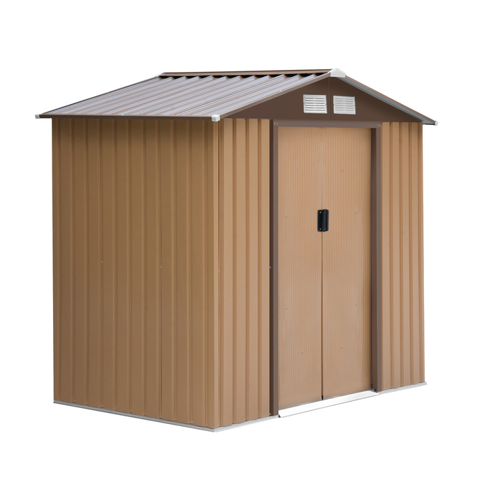 Сарай для інструментів Outsunny з розсувними дверима, 2,13 x 1,30 x 1,85 м, металевий, жовтий