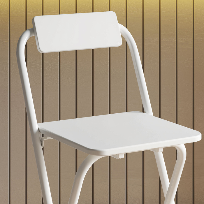 Набір барних стільців (2 шт.), складні, з металевим каркасом, спинкою та підніжкою, для кухні, 37 x 45 x 87 см, білі