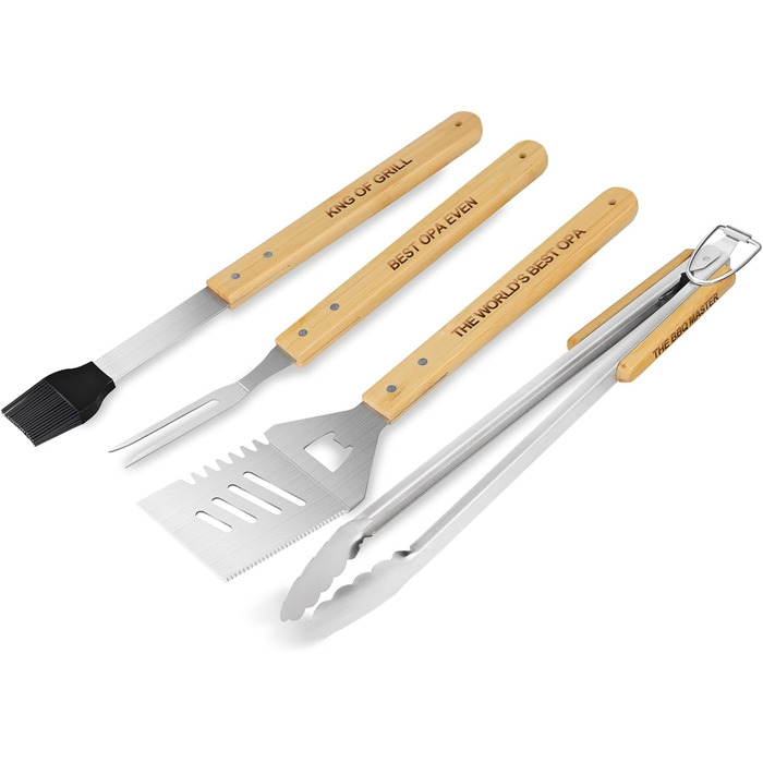 Набір барбекю 4 шт. з нержавіючої сталі: інструменти для гриля, аксесуари для барбекю, подарунок для чоловіків, набір у кейсі для дачі та кемпінгу