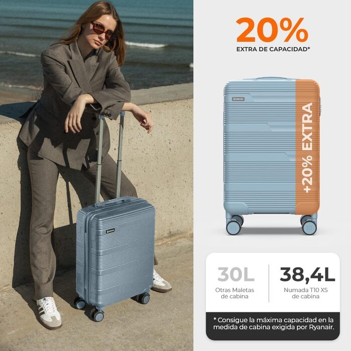 Набір валіз NUMADA Upfly T10 ABS: 3 шт. (55x40x20, 66x44x26, органайзер). Надійний та зносостійкий багаж