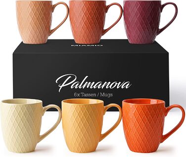 Мл - Набір кавових чашок / кухлів-сучасна керамічна чашка матова-кавова чашка великого розміру-Колекція Palmanova (Ocean Blue) (Magma Edition), 6 шт., 400