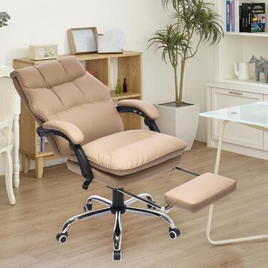 Крісло шеф-кухар SEEDWAVE з підставкою для ніг, офісне крісло, 150 кг, широке сидіння, спинка регулюється під кутом 155°