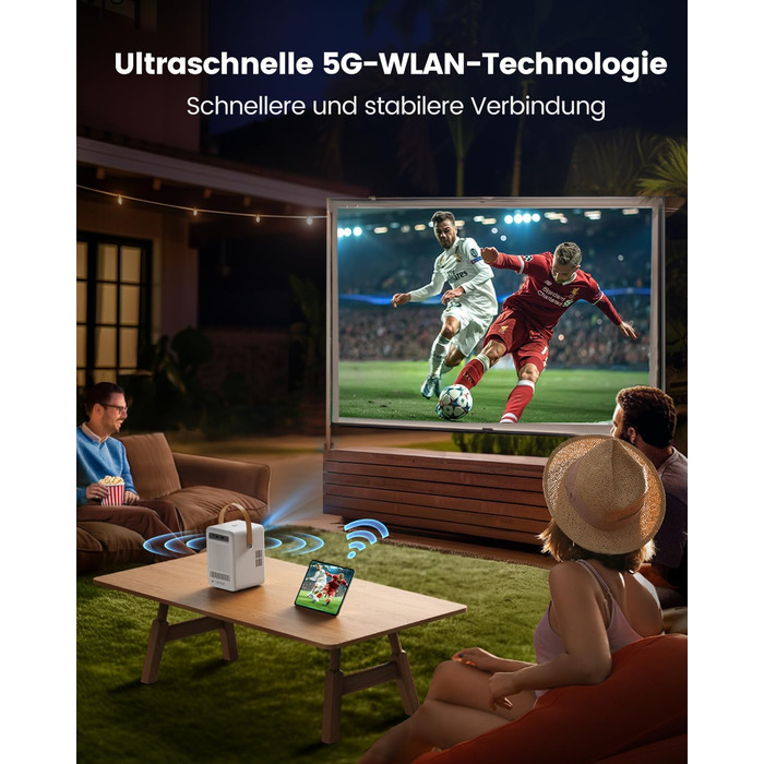 Проектор Toptro Mini Beamer: 1080P Full HD, Android TV, WiFi, Bluetooth, 300 ANSI, Зовнішній, Компактний, з Електричним Фокусом