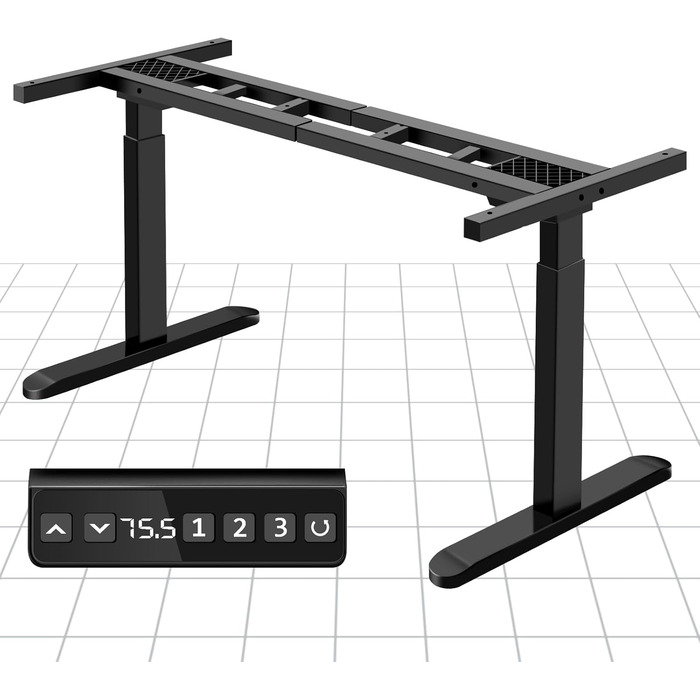 Регульований за висотою стіл (підйомний) електричний з 2 моторами, чорний. Панель керування з 3 пам'яттю, максимальне навантаження 200 кг. Тільки каркас.