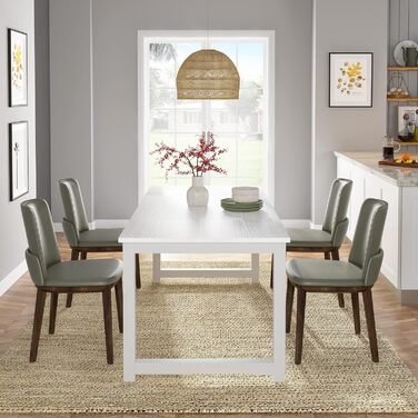 Стіл Tribesigns 180x80 см, індустріальний кухонний стіл для 6-8 осіб, прямокутний стіл для їдальні, кухні, вітальні, з міцними металевими ніжками (Білий)