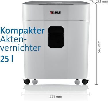 Шредер Dahle PaperSAFE PS 240: 10 листів, рівень безпеки P4, частинковий різак, без масла та обслуговування, 25 літрів, сірий