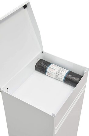 Сталевий кошик для сміття Arregui Top CR222-B з ящиком для зберігання з кришкою, системою відділення сміття з 2 внутрішніми пластиковими знімними відрами з ручкою, 2x17l (34 л), (білий)