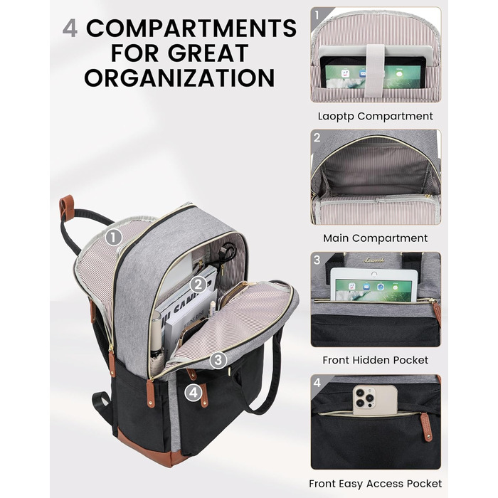 Жіночий рюкзак LOVEVOOK: водонепроникний, для ноутбука 15.6