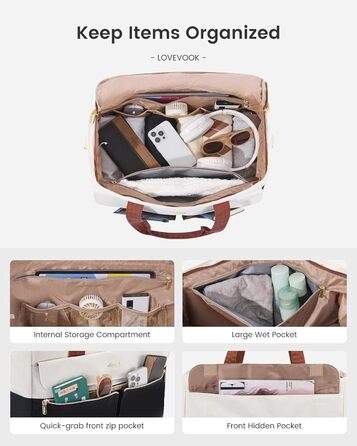 Сумка-валіза LOVEVOOK для жінок, 45L, Weekender, ручна поклажа, велике відкривання, сумка для пологового будинку, спортивна сумка, Travel Duffle Bag для подорожей, з відділенням для взуття та мокрих речей