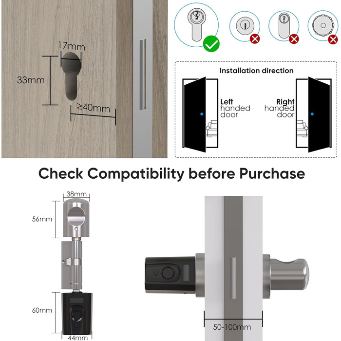 Електронний дверний замок WELOCK Touch41WiFi з RFID, Bluetooth, WiFi, відбитком пальця, IP65 Smartlock