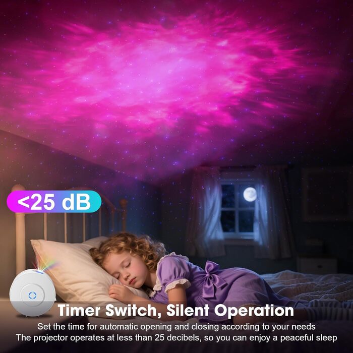 Проєктор зоряного неба Smart Sternenhimmel WiFi з пультом, додатком та голосовим керуванням, 16 млн кольорів, тихий (25 дБ), 4 кути нахилу, блакитні зірки