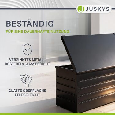 Ящик для зберігання вуличний Juskys Metall Limani 380л, водонепроникний, з замком, антрацит - для саду, подушок, меблів
