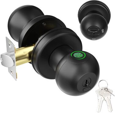 Дверний замок FITNATE з відбитком пальця, Smart Lock з APP, Type-C, Біометричний, Розумна дверна ручка, Чорний