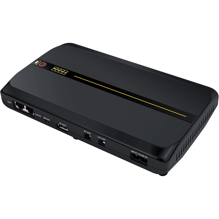 USV Mini 10400mAh з батареєю, Power Bank з Multi-виходами 5V/9V/12V/24V/48V, Gigabit POE, швидка зарядка 3.0 для роутера, модема, камери, сигнализації, телефону