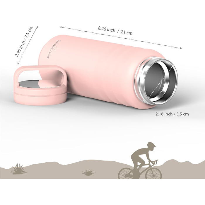 Термопляшка GRANDTIES 946мл з широким горлом та двома кришками - білий слонова кістка. Зберігає холод, для чоловіків та жінок