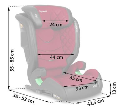 Автокрісло Nukido 15-36 кг для дітей 4-12 років ISOFIX, регулювання підголівника та нахилу, Louis (Червоний)