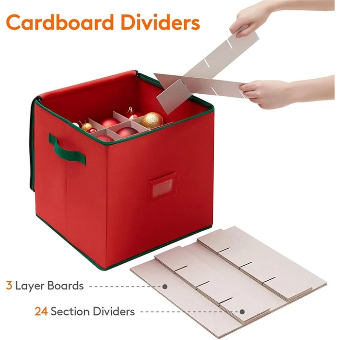 Коробка для зберігання новорічних кулі (64 шт.), органайзер для прикрас, 33x33x33 см
