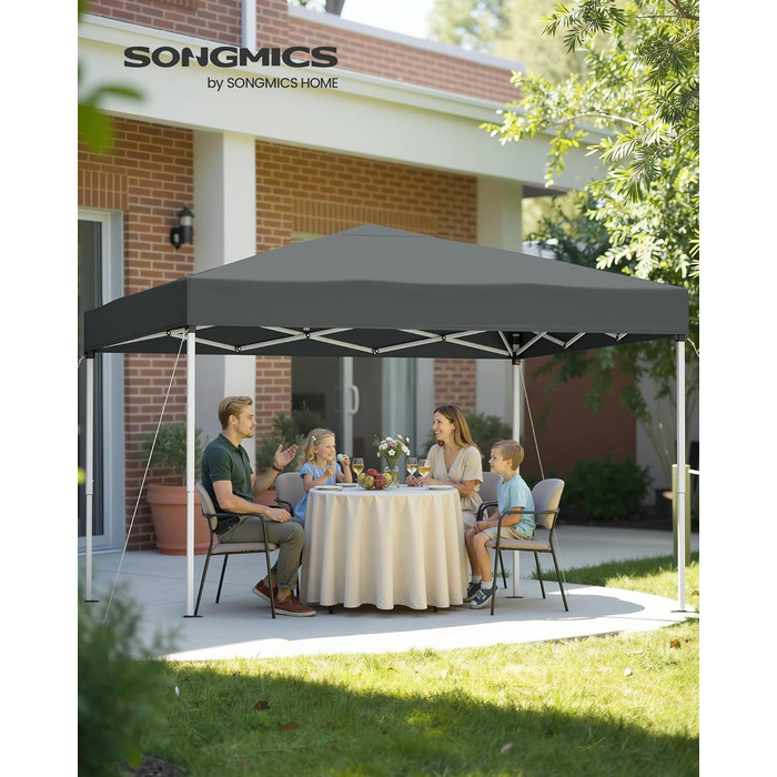 Павільйон SONGMICS 3x3 м, садовий, для відпочинку, захист від сонця та дощу, портативний, сірий GCT102GZ01