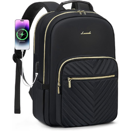 LOVEVOOK Рюкзак для жінок, великий, 15.6 дюймів, для ноутбука, водонепроникний, шкільний, для дівчаток-підлітків, чорний, елегантний, для роботи, для школи, університету, подорожей, 15.6 дюймів, A-чорний