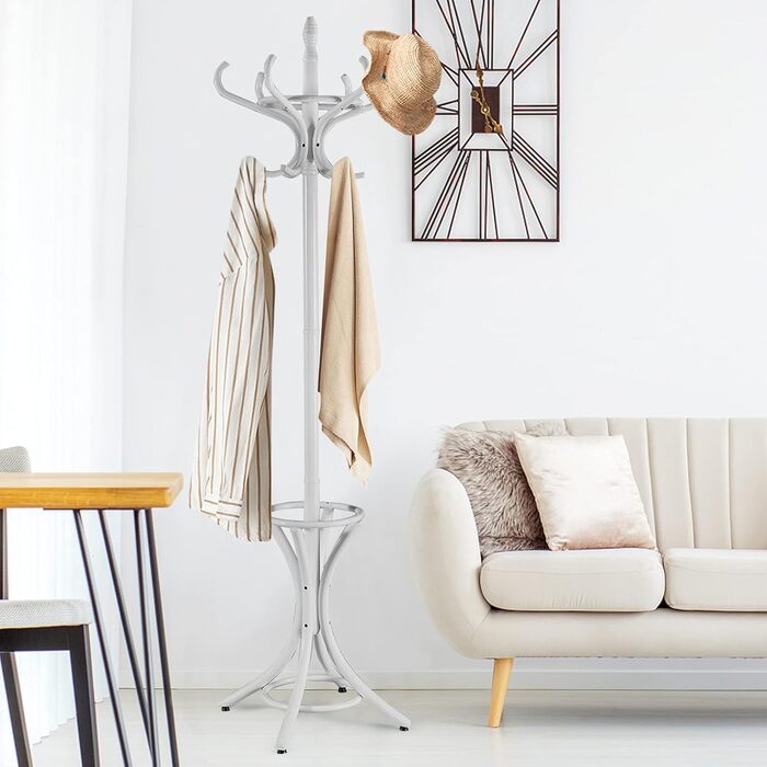 Гардеробна стійка GIANTEX з підставкою для парасольки, дерев'яна, з 12 гачками, для прихожей/вітальні